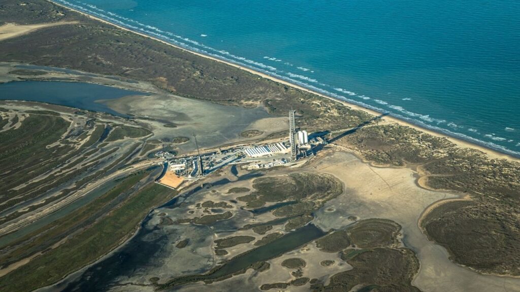 The SpaceX Starbase complex in Cameron County, Texas, Feb. 24, 2024. A federal judge on Monday, Sept. 21, 2026, cleared the way for a land exchange that would allow SpaceX, the rocket and satellite maker run by Elon Musk, to expand its launching and production site into a federal wildlife refuge in Texas. (Meridith Kohut/The New York Times)
