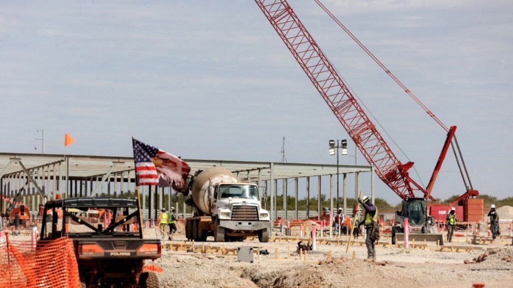 The steel frame of data centers under construction during a tour of the OpenAI data center in Abilene, Texas, U.S., September 23, 2025. A total of eight data center buildings are planned to exist on the campus. (Reuters File)