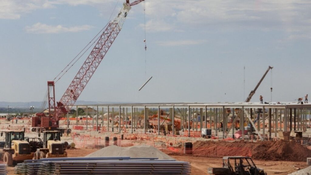 The steel frame of data centers under construction during a tour of the OpenAI data center in Abilene, Texas, U.S., September 23, 2025. (Reuters File)