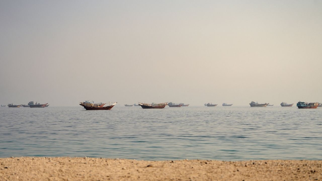 Vessels at the Strait of Hormuz, as seen from Musandam, Oman, September 23, 2026. REUTERS/Stringer