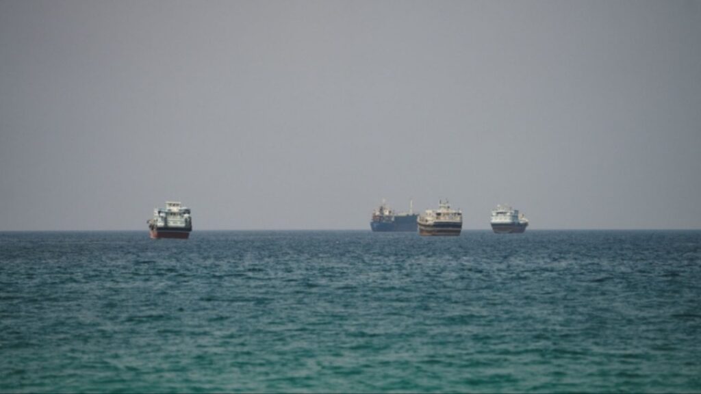 Vessels at the Strait of Hormuz, as seen from Musandam, Oman, September 6, 2026. REUTERS/Stringer