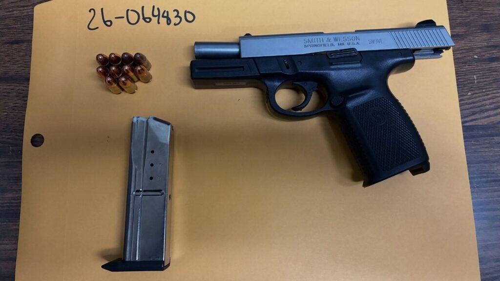 Visalia police arrested Cole Howard, 25, on Friday, Aug. 28, 2026, night after officers said they found a loaded firearm in his satchel during a downtown patrol. (Visalia PD)