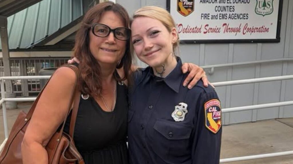 A Cal Fire dispatcher, Alisa Oldag (right), who guided a woman, Teresa (left), through nearly 15 minutes of CPR received a heartfelt thank-you after the woman's husband survived.