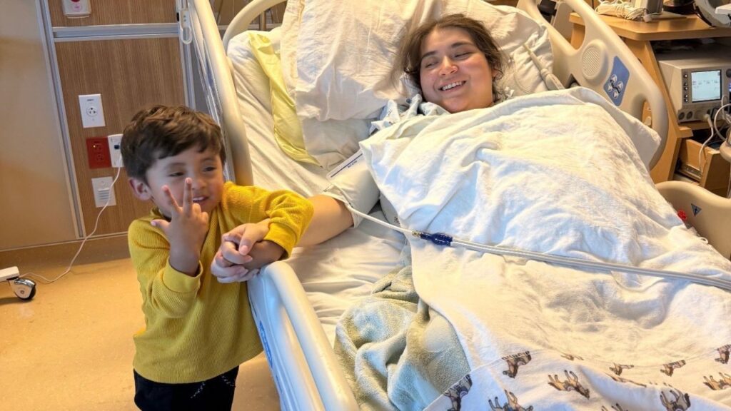 A Fresno family is seeking support as a mother hospitalized in San Francisco faces a possible emergency delivery to save her surviving unborn daughter after losing two babies during a high-risk pregnancy. Pictured Julia Coronado and her son, Jude. (GoFundMe)