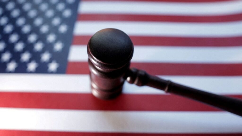 A US flag and a judge's gavel are seen in this illustration created on August 6, 2024. (Reuters File)