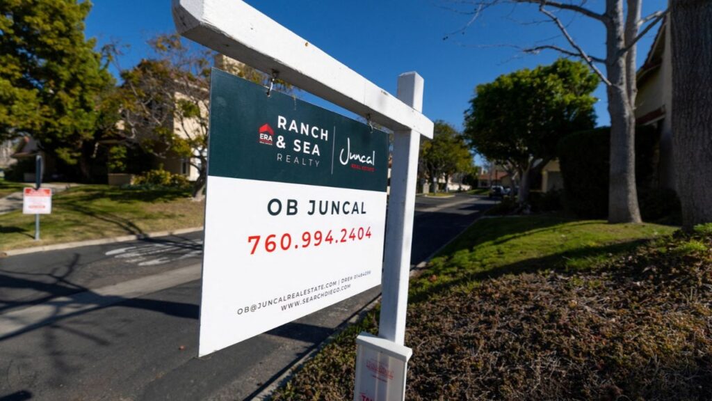 A for sale sign is shown in a residential neighborhood of detached single family homes in Encinitas, California, U.S., January 29, 2026. (Reuters File)