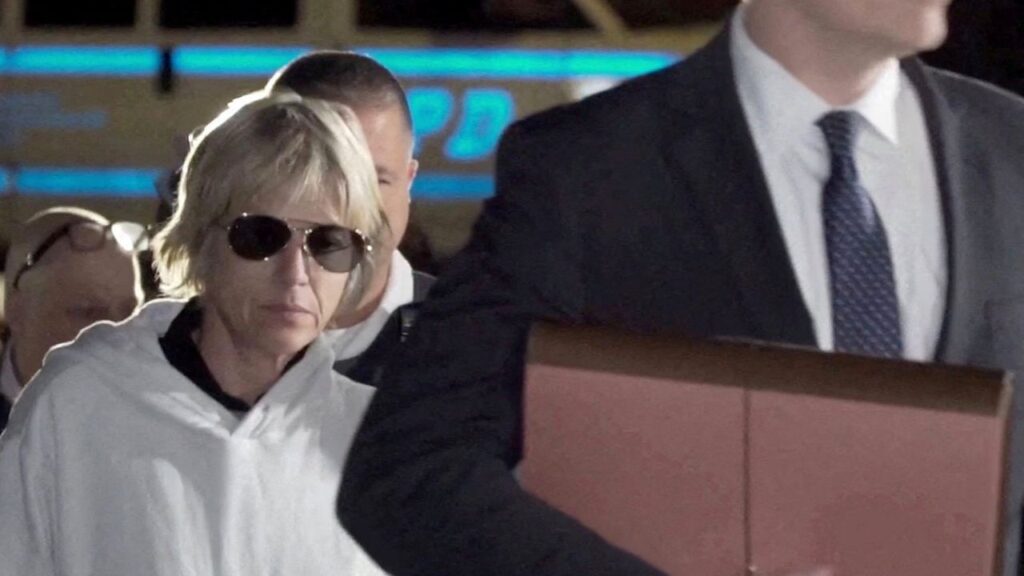 Actor Selma Blair leaves Queens Criminal Court following her arraignment after she was arrested after flight attendants reported a "physically abusive passenger" on a Delta Air Lines flight from Los Angeles to New York, in New York, US, October 12, 2026, in this still image taken from video. (Reuters File)