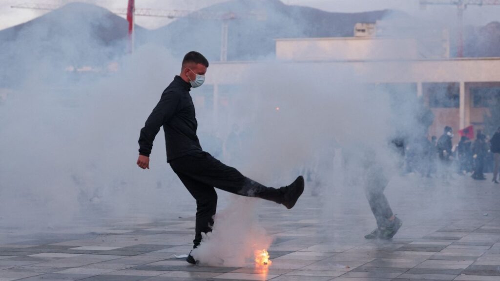 A demonstrator attends an anti-government protest by students in Tirana, Albania, October 24, 2026. Reuters/Valdrin Xhemaj