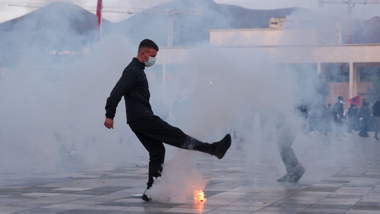 A demonstrator attends an anti-government protest by students in Tirana, Albania, October 24, 2026. Reuters/Valdrin Xhemaj