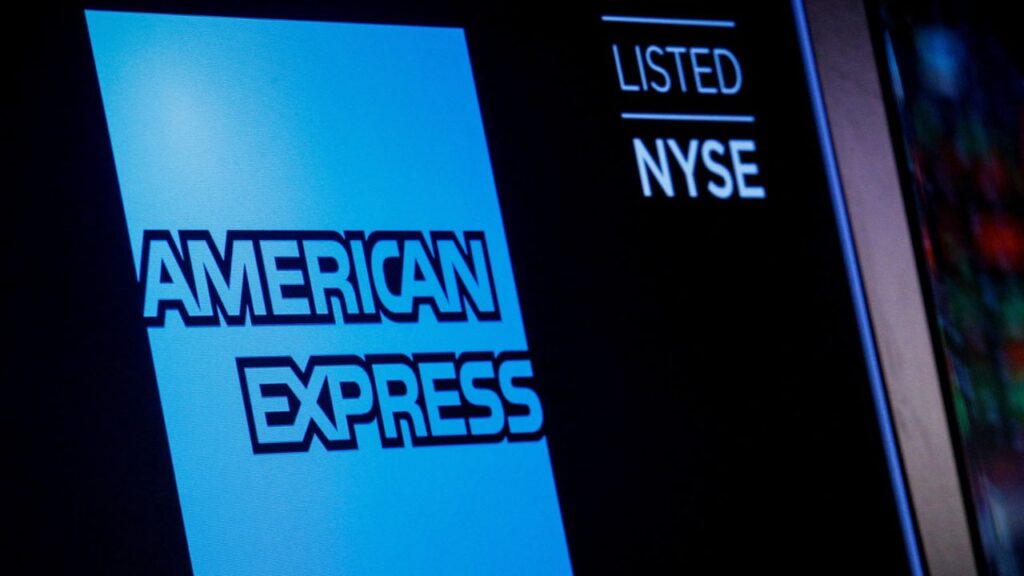 American Express logo and trading symbol are displayed on a screen at the New York Stock Exchange (NYSE) in New York, U.S., December 6, 2017. (Reuters File)