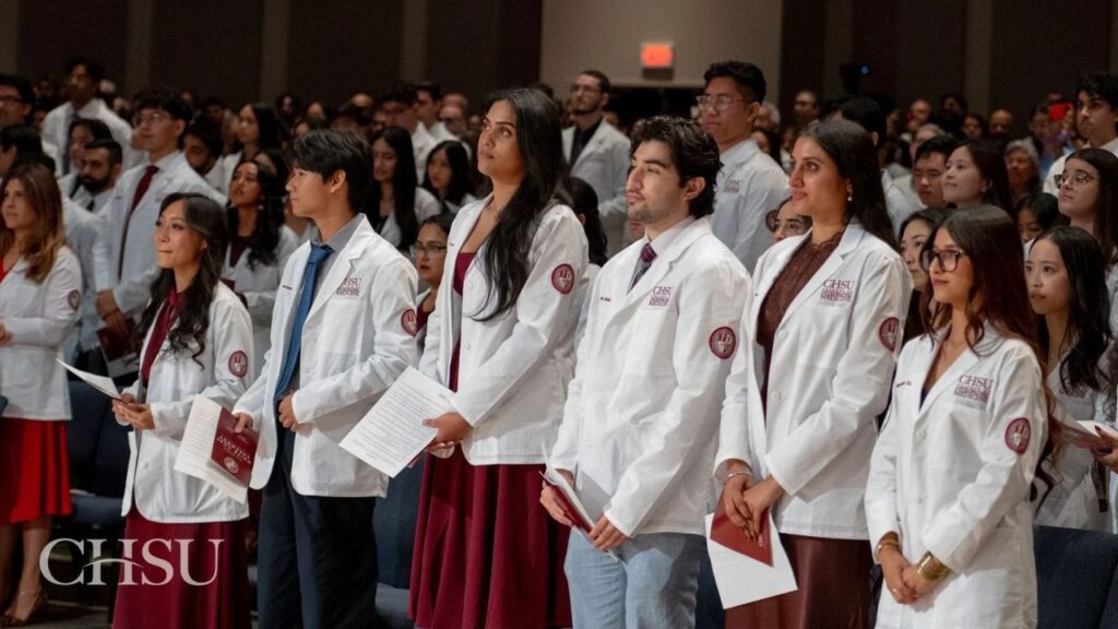 California Health Sciences University celebrated 165 first-year medical students while marking more than 1,000 students receiving white coats since 2020. (Courtesy of CHSU)