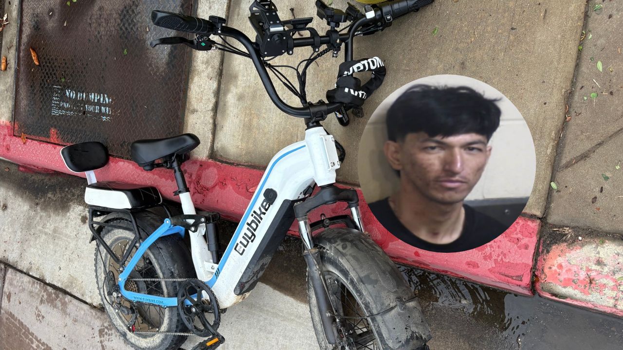 Clovis police arrested Juan Valencia, 27, of Fresno, Wednesday, Oct 21, 2026, after using surveillance cameras, a drone, and community assistance to locate him following an e-bike theft. (Clovis PD)