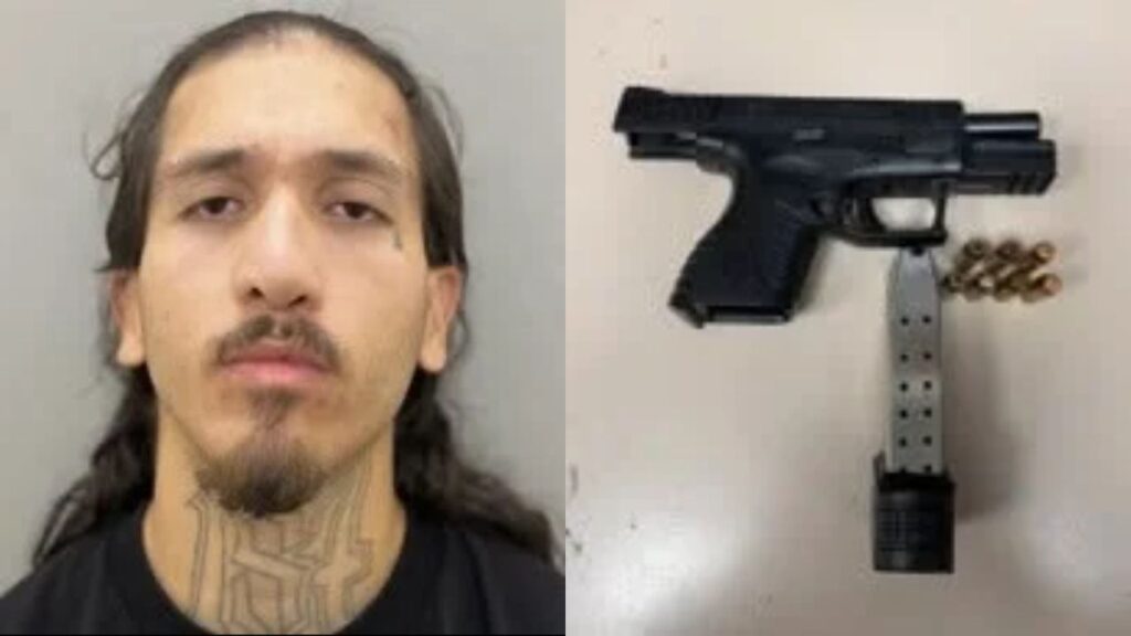 Coalinga police arrested a convicted felon, Jorge Albert Orozco Rodriguez, and documented gang member Monday after he allegedly discarded a loaded handgun reported stolen in Oregon. (Coalinga PD)