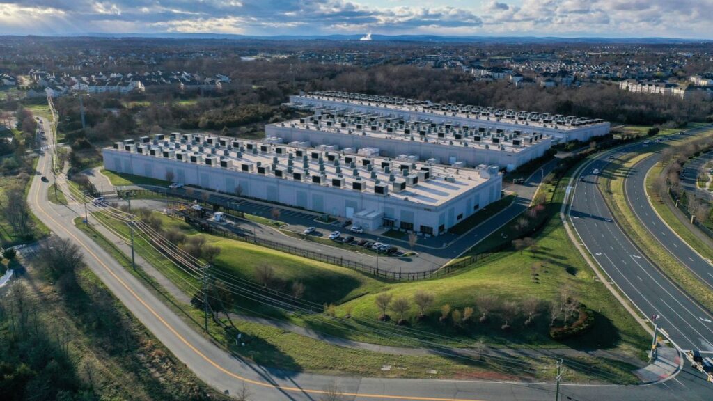 Data centers owned and operated by Amazon Web Services in Ashburn, Va., March 10, 2024. On Thursday, Oct. 29, 2026, Amazon became the latest tech company to announce swelling investments in AI amid stumbling share prices. (Nathan Howard/The New York Times)
