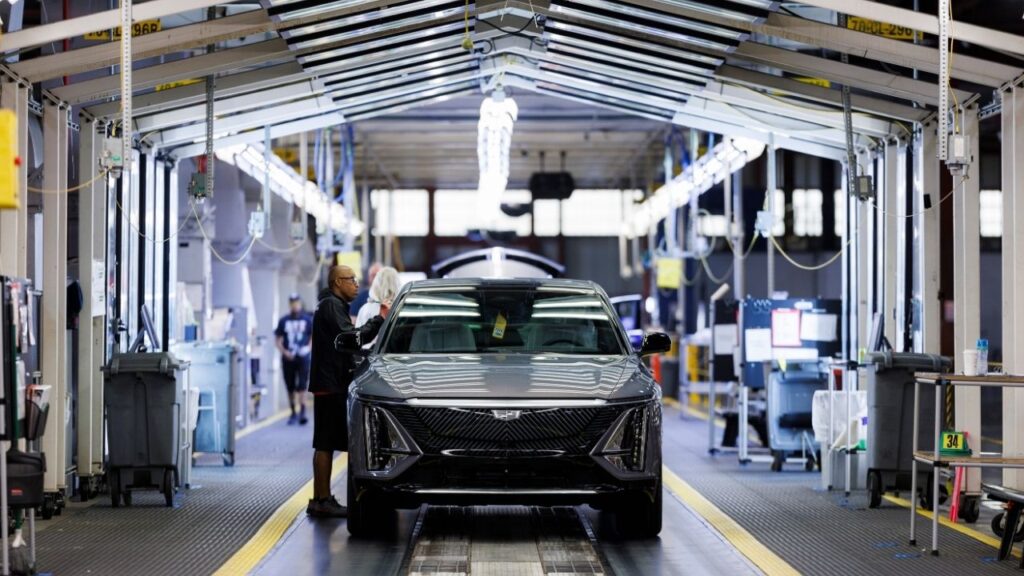 Final inspection at a General Motors factory in Spring Hill, Tenn., Oct. 7, 2024. After more than 100 years on the New York Stock Exchange, the automaker is shifting its listing to the Nasdaq, which is home to many technology companies. (Brett Carlsen/The New York Times)