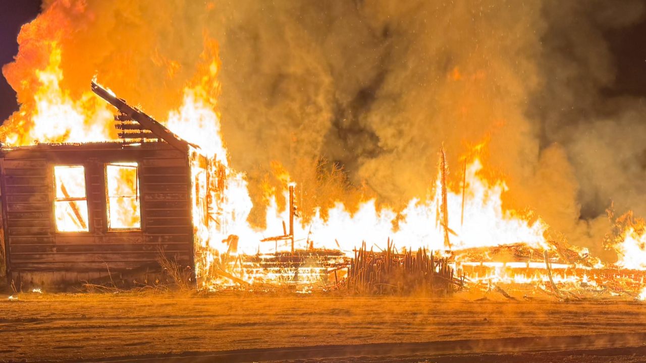 Fire crews responded early Friday to a fully involved abandoned house east of Fowler, according to Cal Fire. (Cal Fire)