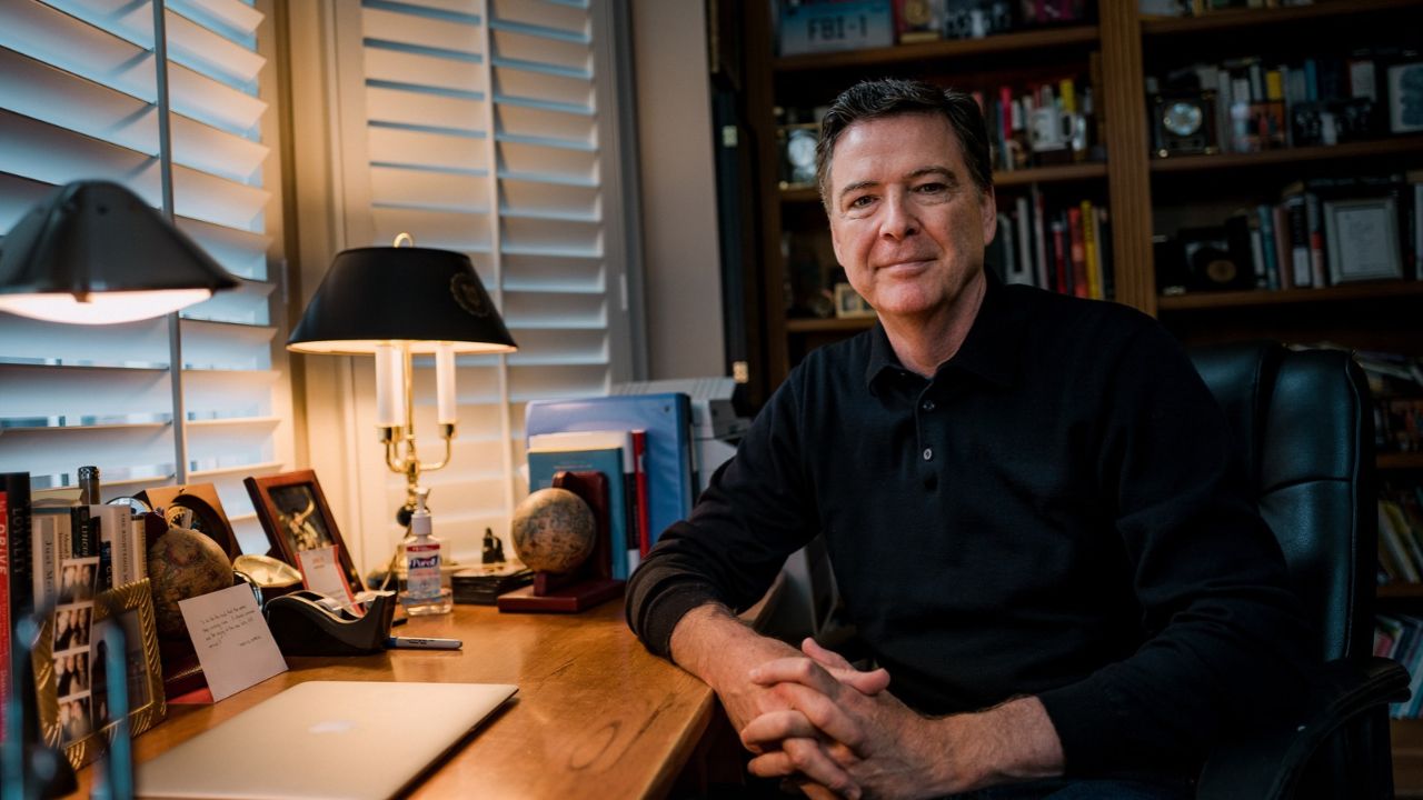 Former FBI director James Comey, who was fired by President Donald Trump, at his home in Virginia, Sept. 30, 2019. A judge will soon rule on whether the former FBI director must face trial for an Instagram post. (Ryan Christopher Jones/The New York Times)