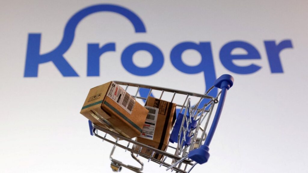 Kroger logo is seen in this illustration taken, February 11, 2025. REUTERS/Dado Ruvic/Illustration