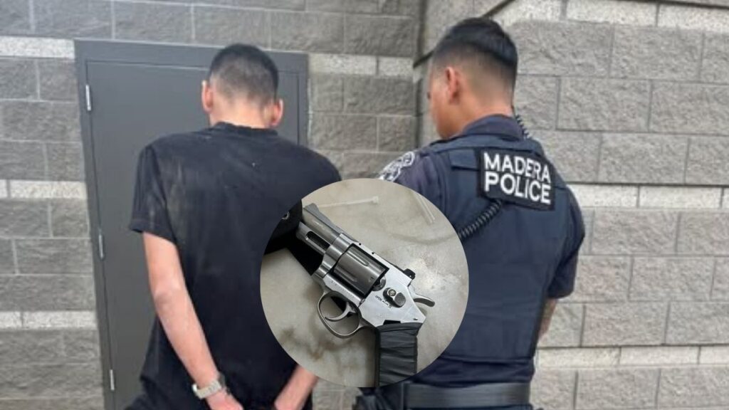 Madera police arrested Gerardo Zurita Reyes after a driver reported a stranger pointing what appeared to be a handgun at him on Pine Street. (Madera PD)