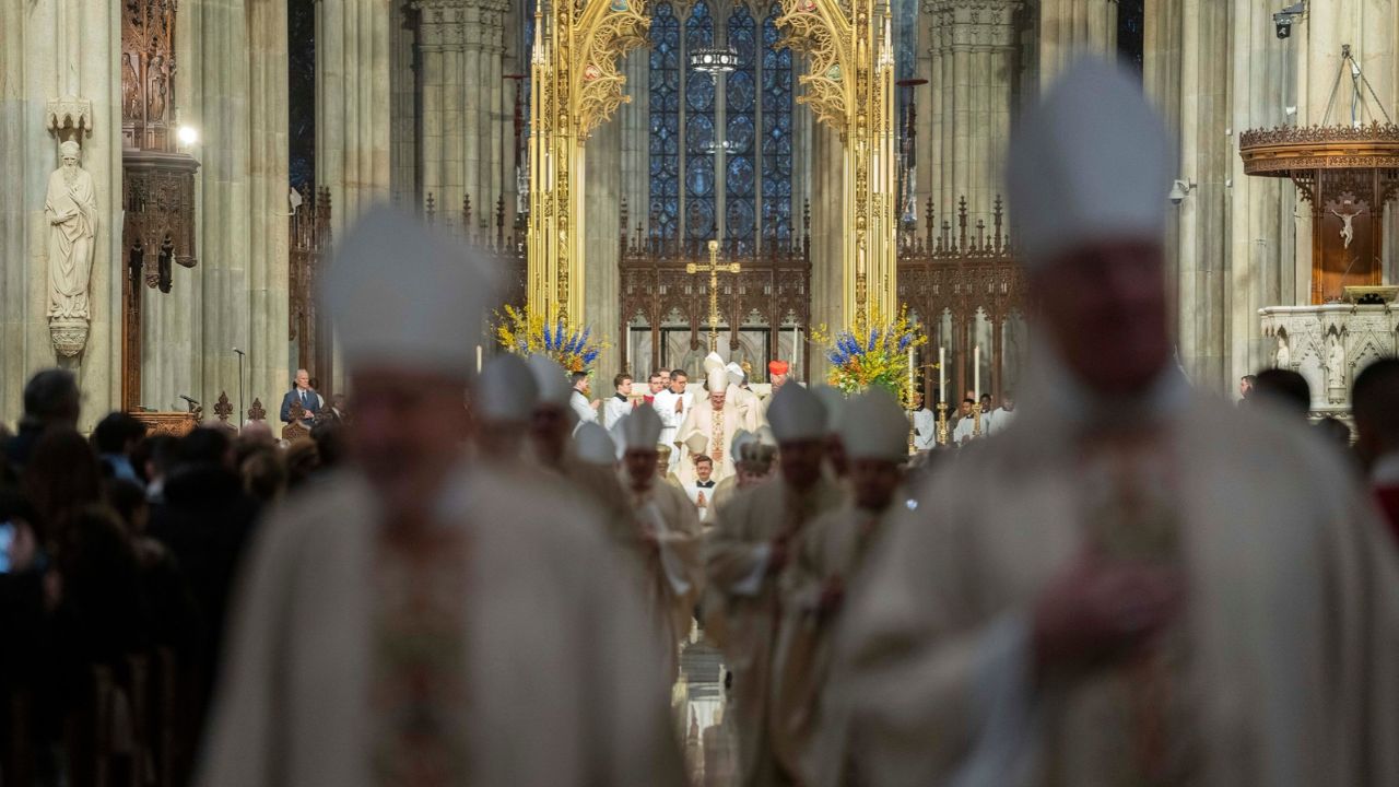 Mass of the Installation of Archbishop-designate Ronald A. Hicks at St. Patrick’s Cathedral in New York on Friday, Feb. 6, 2026. The Archdiocese of New York and plaintiffs’ lawyers were closing in on a settlement on Friday in which the church would pay more than $800 million to settle claims from 1,300 people who said they had been sexually abused by its clergy members and lay leaders. (Hiroko Masuike/the New York Times)