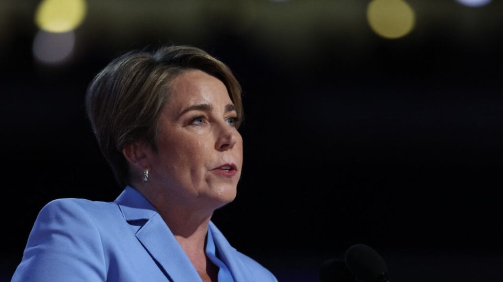 Massachusetts Governor Maura Healey speaks on Day 4 of the Democratic National Convention (DNC) at the United Center in Chicago, Illinois, U.S., August 22, 2024. (Reuters File)