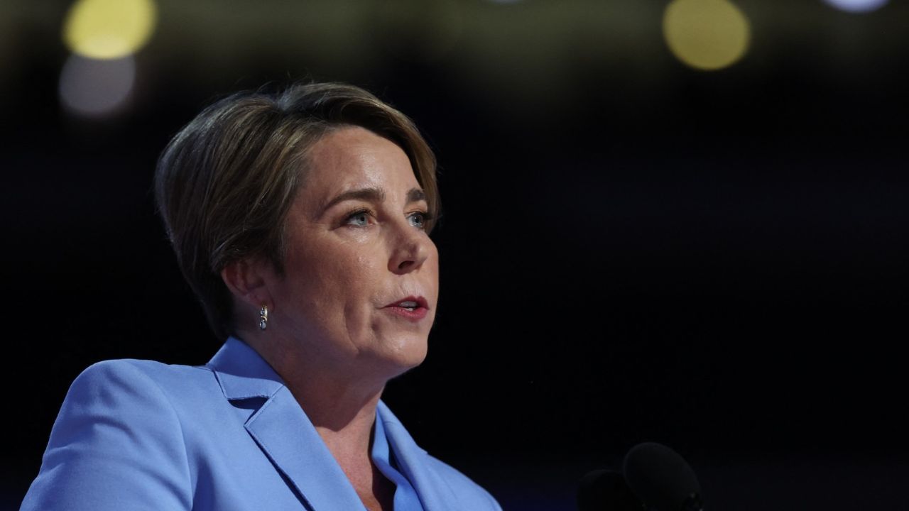 Massachusetts Governor Maura Healey speaks on Day 4 of the Democratic National Convention (DNC) at the United Center in Chicago, Illinois, U.S., August 22, 2024. (Reuters File)
