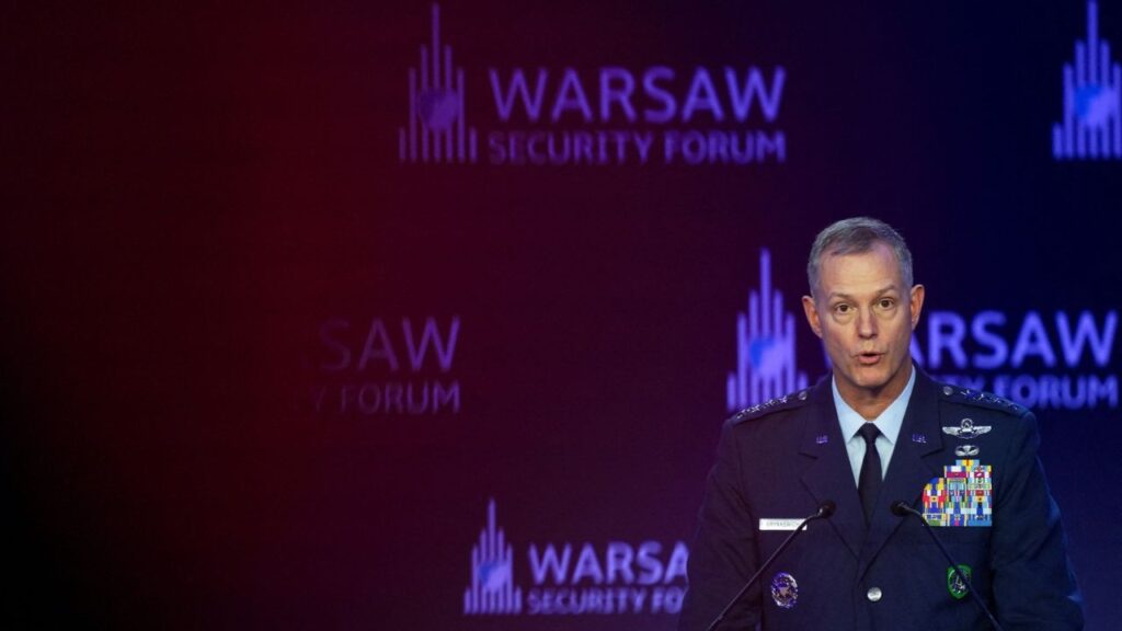 NATO's Supreme Allied Commander Europe Alexus Grynkewich speaks during the Warsaw Security Forum in Warsaw, Poland, October 12, 2026. REUTERS/Aleksandra Szmigiel