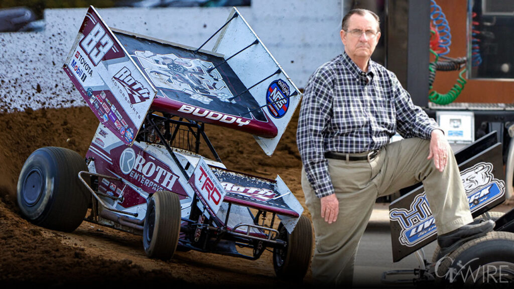Composite image of No. 83 sprint car and team owner Dennis Roth