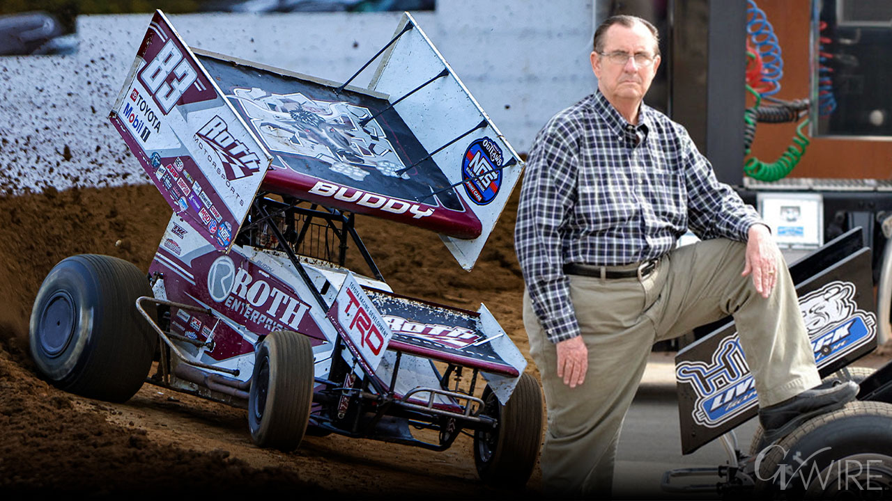 Composite image of No. 83 sprint car and team owner Dennis Roth