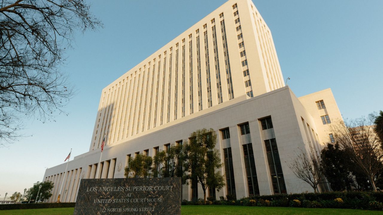 Outside Los Angeles County Superior Court in Los Angeles, the venue for a planned lawsuit against Meta regarding child social media addiction, on Feb. 2, 2026. Meta on Oct. 30 settled the lawsuit, the fourth of nine bellwether personal injury lawsuits against the parent company of Facebook and Instagram. (Stella Kalinina/The New York Times)
