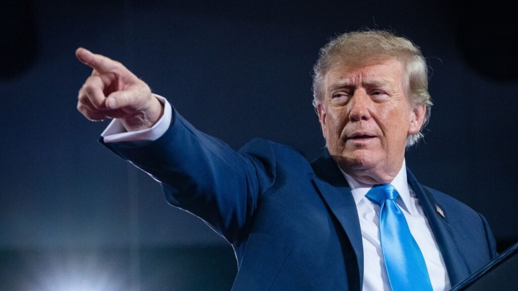 President Donald Trump speaks at a midterm elections campaign rally in Highland Heights, Ky., on Oct. 17, 2026. Since returning to office, Trump has raised hundreds of millions of dollars into his super PAC, MAGA Inc., including contributions from donors and corporations with business before his administration. (Haiyun Jiang/The New York Times)