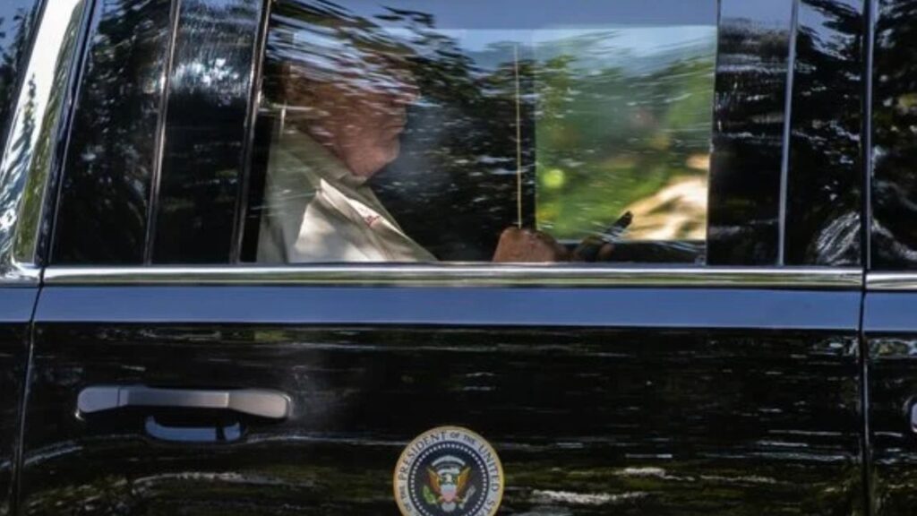 President Donald Trump uses his phone as he leaves Trump National Golf Club in Potomac Falls, Va., on Aug. 31, 2025. A panel of appeals court judges on Friday, Oct. 16, 2026, appeared deeply skeptical of Justice Department claims that a decades-old federal law requiring the White House to preserve presidential records is unconstitutional. (Anna Rose Layden/The New York Times)