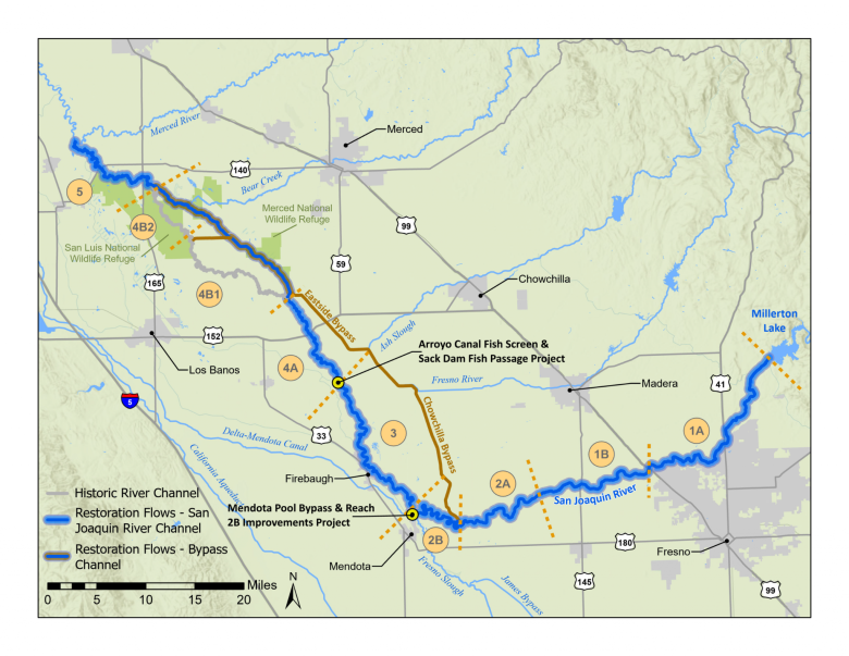 Map of the San Joaquin River Restoration Program