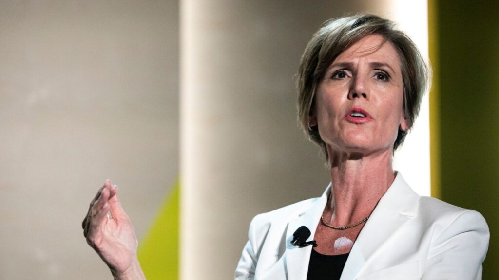 Sally Yates speaks during an event in Brooklyn, June 13, 2019. Cornell University named Yates, the former acting U.S. attorney general, on Tuesday, Oct. 6, 2026, to lead an independent internal review of a former student’s rape claim amid growing outrage about how it was first handled. (Jeenah Moon/The New York Times)