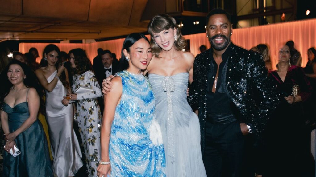 From left: Greta Lee, Taylor Swift and Colman Domingo at the 2026 Academy Museum Gala in Los Angeles on Saturday, Oct. 17, 2026. On Saturday night in Los Angeles, Taylor Swift, Kim Kardashian and John Carpenter, the acclaimed filmmaker behind horror movies such as 1978’s “Halloween,” stopped and smiled on the gray and beige carpet at the sixth annual Academy Museum of Motion Pictures gala. (Alex Welsh/The New York Times)