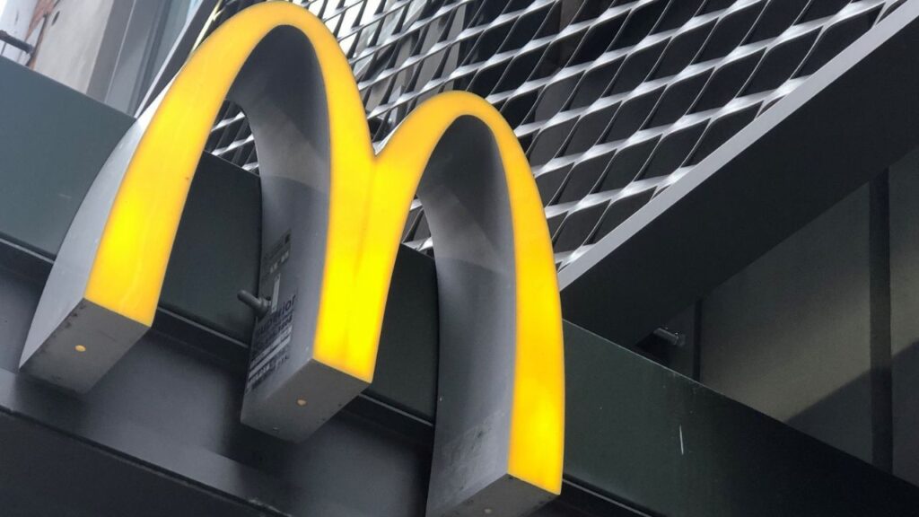 The McDonald's logo is seen outside the fast-food chain McDonald's in New York, U.S., October 22, 2019. REUTERS/Shannon Stapleton