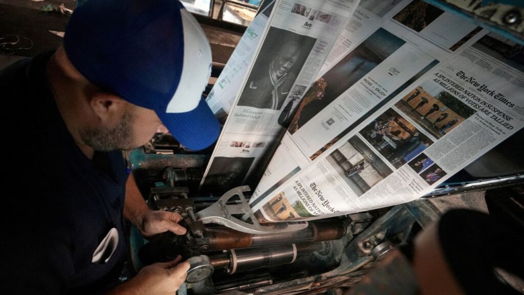 The New York Times newspaper is seen rolling off the presses in the Queens borough of New York City, U.S., November 5, 2024. (Reuters File)