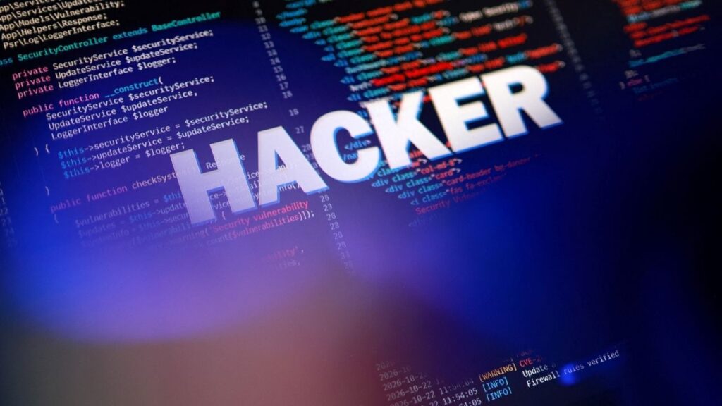 The word "Hacker" and PHP code are displayed on a screen in this illustration taken on October 22, 2026. REUTERS/Dado Ruvic/Illustration