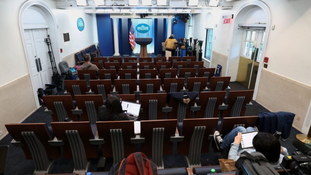 The James S. Brady Press Briefing Room, following media reports that US President Donald Trump is considering evicting the press from the media workspace and restoring the indoor swimming pool Franklin D. Roosevelt installed in 1933, Washington, DC, US, October 21, 2026. Reuters/Kevin Lamarque