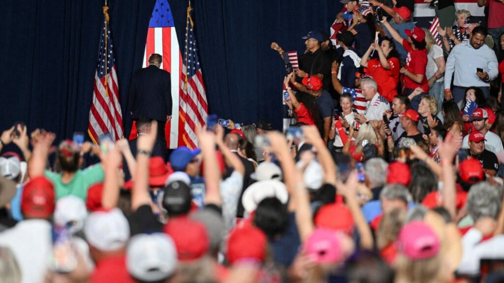 US President Donald Trump exits the stage following a midterm campaign event in San Antonio, Texas, US, October 7, 2026. REUTERS/Callaghan O'Hare
