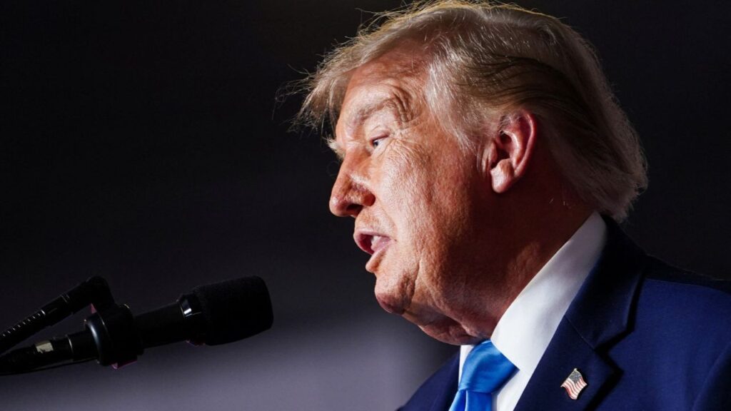US President Donald Trump speaks during a rally at Pinnacle Bank Expo Center in Grand Island, Nebraska, US, October 5, 2026. REUTERS/Nathan Howard