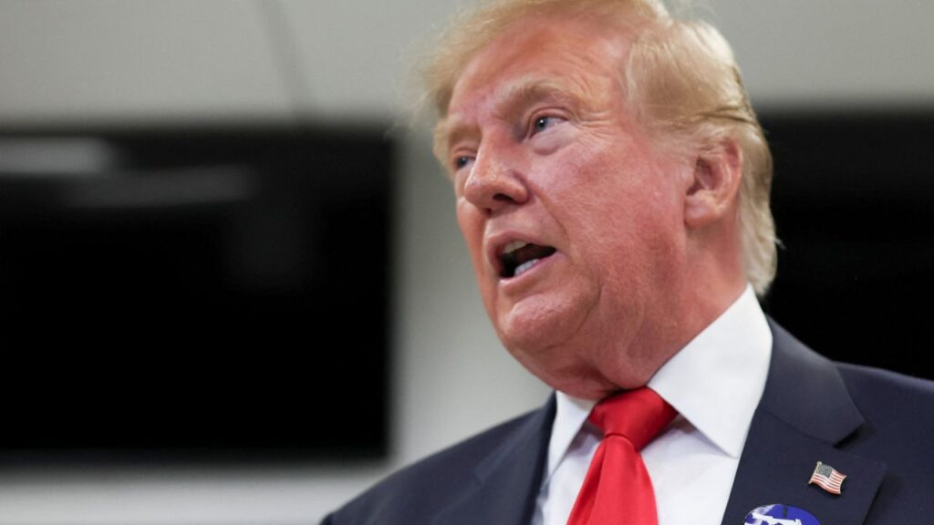 US President Donald Trump speaks on the day he casts his ballot in the 2026 midterm elections at the Palm Beach County Supervisor of Elections office in West Palm Beach, Florida, US, October 24, 2026. REUTERS/Umit Bektas