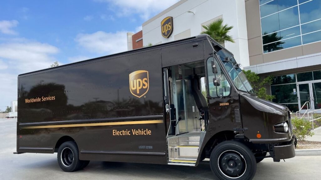 United Parcel Service's (UPS) newly launched electric delivery truck is seen in Compton, California, U.S., September 13, 2023. REUTERS/Lisa Baertlein