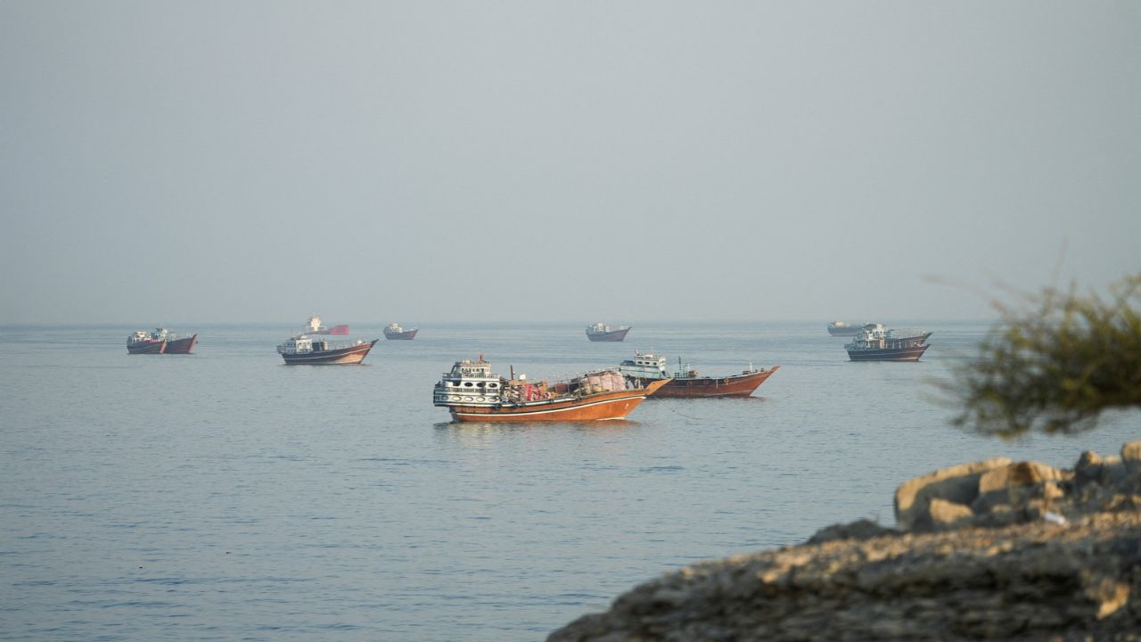 Vessels at the Strait of Hormuz, as seen from Musandam, Oman, October 23, 2026. REUTERS/Stringer