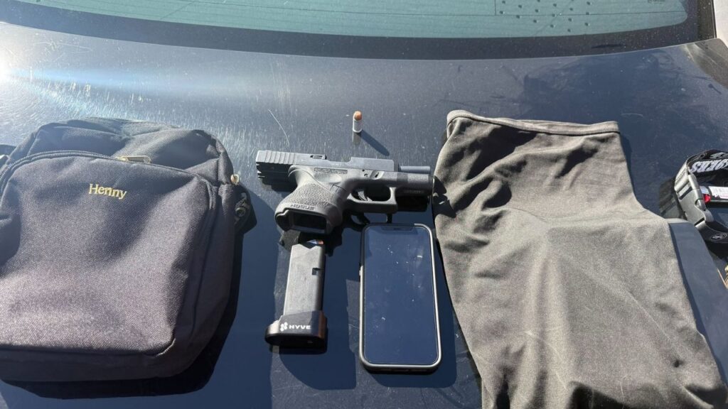 Visalia police arrested a 19-year-old man on probation for robbery Sunday after officers found him with a loaded handgun and face covering. (Visalia PD)