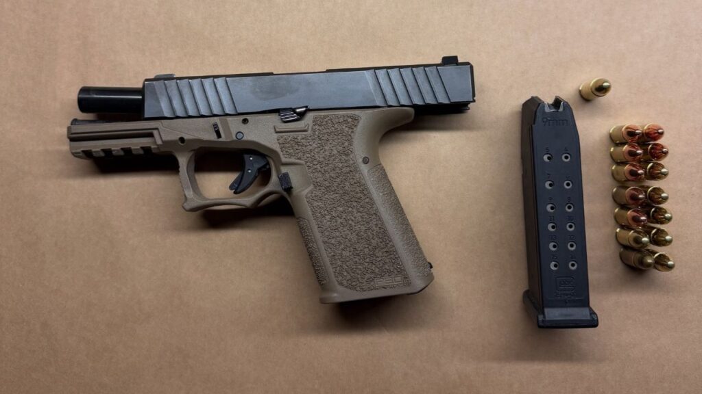 Visalia police arrested three people after responding to a party call and recovering a loaded ghost gun from a 19-year-old suspect who allegedly resisted arrest. (Visalia PD)