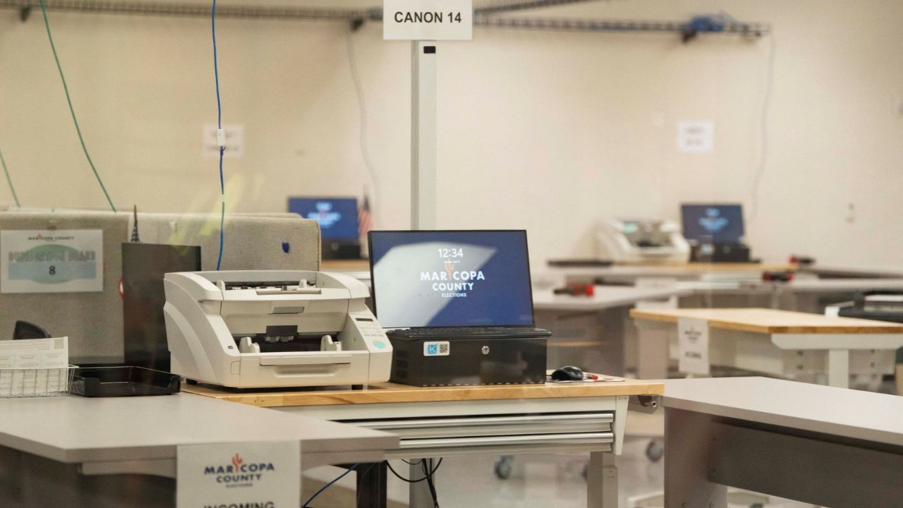 Vote-counting technology sits at the ready at Maricopa County Ballot Tabulation Center during Arizona’s primary election in Phoenix, Arizona, U.S. July 21, 2026. (Reuters File)
