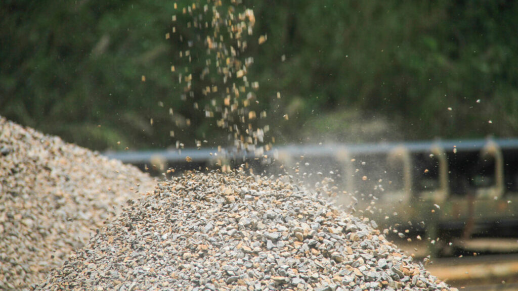 Image of aggregate being dropped